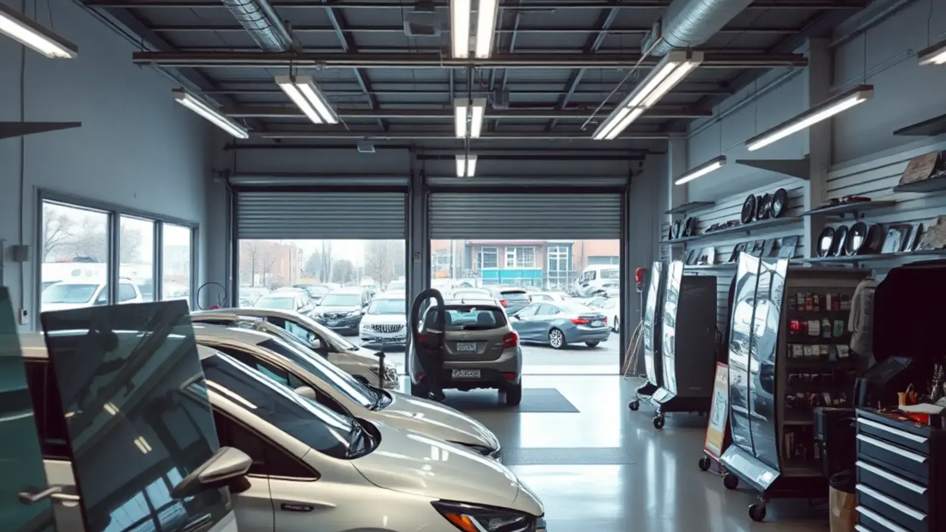 Professional auto glass workshop